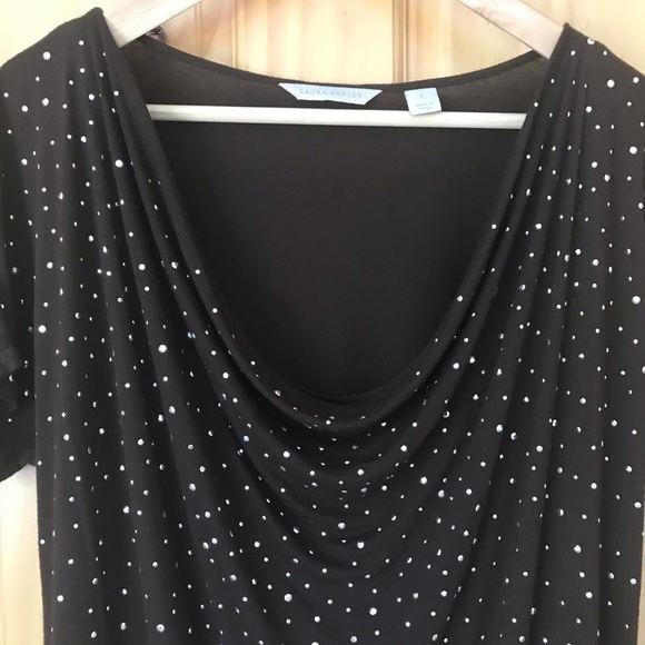 Laura Ashley bling studded drape neck top size L - Picture 3 of 9